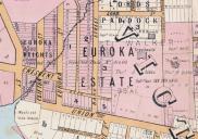 , This 1887 map shows the closely subdivided land surrounding the Euroka estate and the difference in size between these properties and those such as 'Graythwaite' and 'Upton Grange' on the hill. Stanton Library